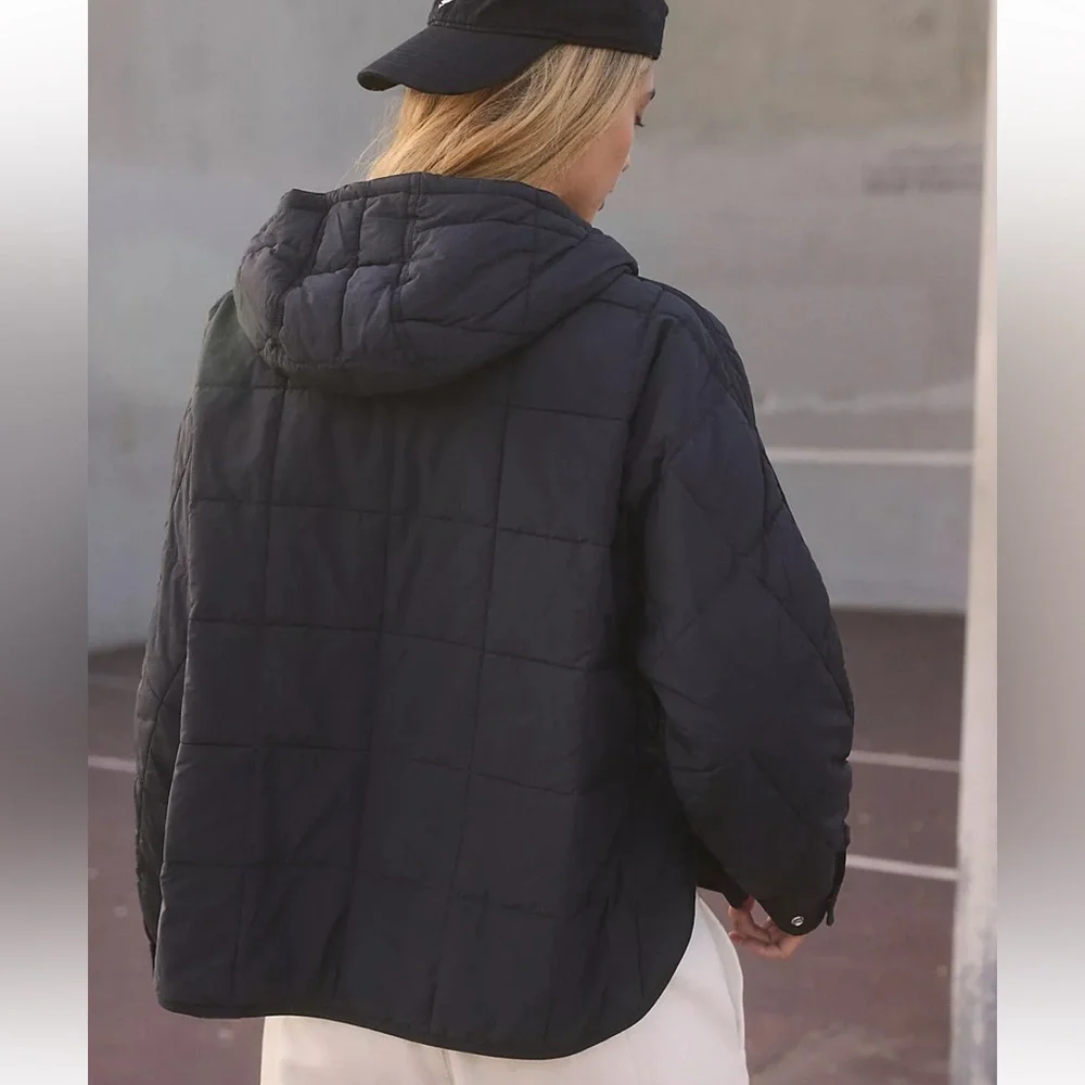 Free People Black Quilted Puffer Hoodie - Picture 3 of 7